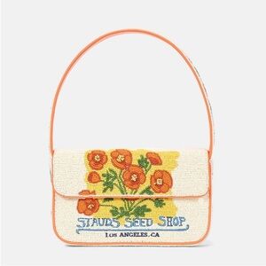 STAUD Seed Shop California Poppy Beaded Shoulder Bag Orange flower Tommy purse